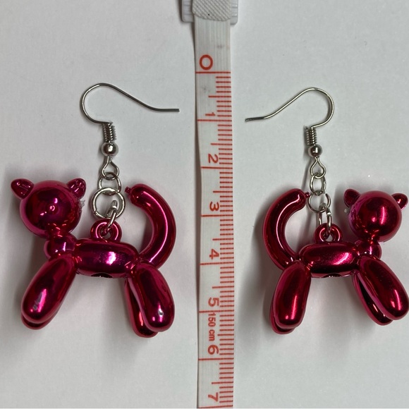 Handmade Pink Balloon cat Earrings fun playful eclectic women girls metallic - Picture 1 of 4